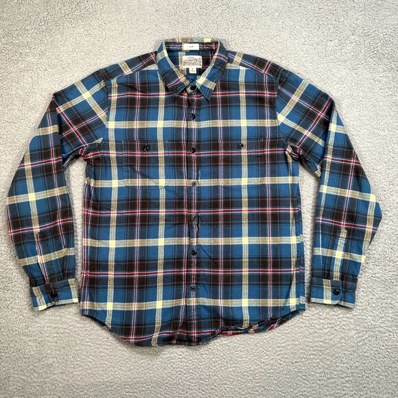 J Crew Shirt Mens Medium Blue Plaid Flannel Preppy Casual Outdoor Double Brushed - Picture 1 of 10
